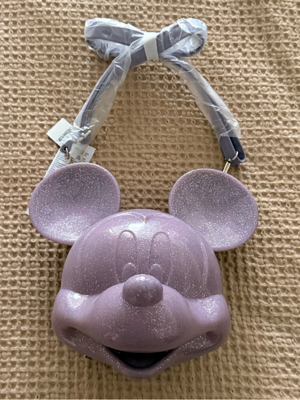 Disney Parks Loungefly Glitter Mickey Mouse Molded Crossbody Bag - Lavender